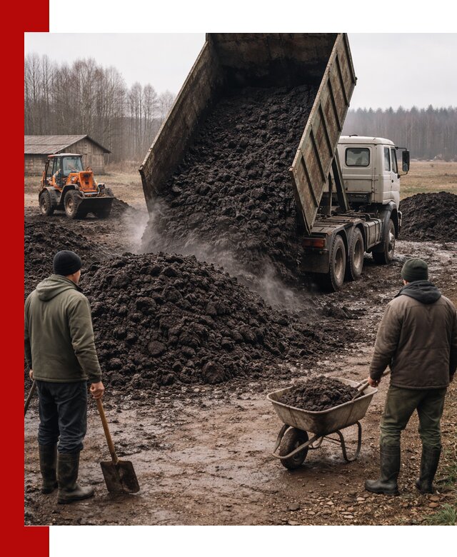 Доставка низинного торфа с разгрузкой и доставкой в Стерлитамаке