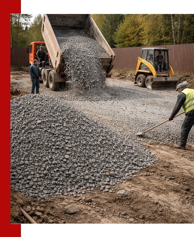 Отсыпка участка щебнем с доставкой и уплотнением в Стерлитамаке