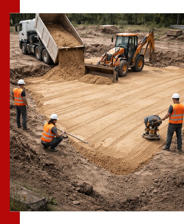 Устройство песчаной подушки для фундаментов и дорог в Стерлитамаке